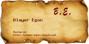 Blayer Egon névjegykártya